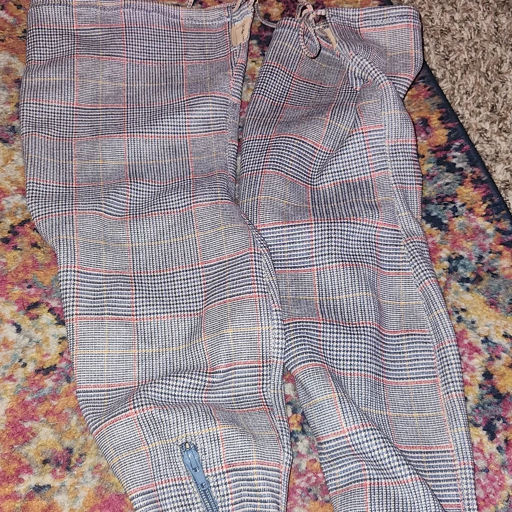 Forever 21 Glen Plaid Thigh High Boots Blue and Red 7.5